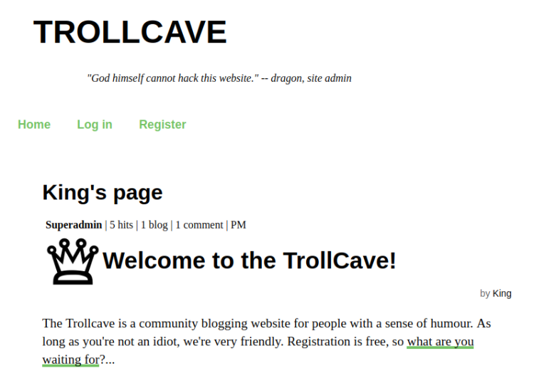 Trollcave userspage
